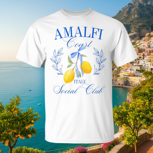 T-shirt Social Club della Costa Amalfitana Italia, design limone, bianca, unisex - Product Image 3