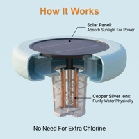 Nettoyeur de piscine automatique à énergie solaire avec ioniseur et dissolvant de chlore – Outils et équipements essentiels pour le nettoyage de piscine