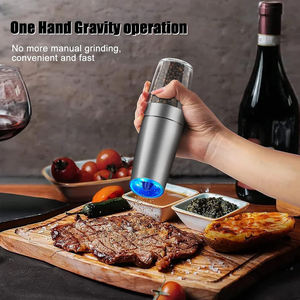 Moulin à sel et à poivre électrique en acier inoxydable à gravité automatique, réglable d'une seule main, avec LED - Product Image 5