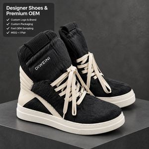 Chaussures de luxe de créateur pour hommes et femmes, haute qualité, noires, pour la marche, à languette longue, baskets montantes, nouveauté - Product Image 1