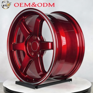 ล้อปลอม6061-T6สี<span class=keywords><strong>แดง</strong></span>17-20 "ล้อ5X114.3(5x4.5) ขอบ4x100สำหรับ B-W-M กอล์ฟ Civic Mustang สไตล์ <span class=keywords><strong>TE37</strong></span>ใส่ได้โดยตรง - Product Image 2