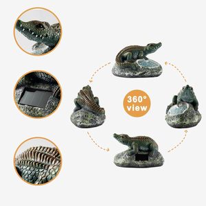 Statue de crocodile en résine Art Déco à énergie solaire Rezpuao avec lumières LED, ornement de jardin extérieur pour patio, balcon, cour - Cadeau idéal - Product Image 4