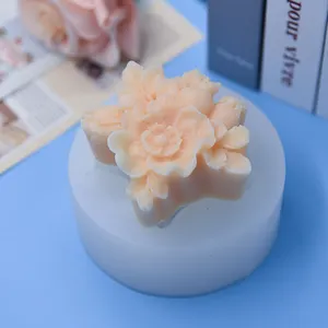 Molde de silicone para fazer sabonete artesanal em forma de flor 3D de qualidade, molde para fondant, bolo e velas
