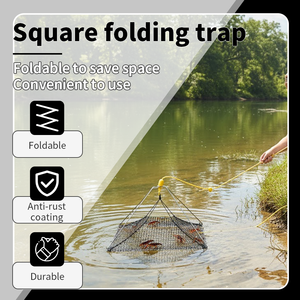 Filet de pêche pliable à ouverture supérieure pour crabes, poissons, écrevisses, piège à crabes à vendre, équipement de pêche pour homard, piège à crabes carré - Product Image 2