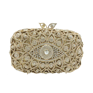 Pochette de soirée luxueuse pour femme, ornée de strass et d'un motif œil protecteur, sac à main scintillant avec pierres précieuses pour mariage et fête - Product Image 3