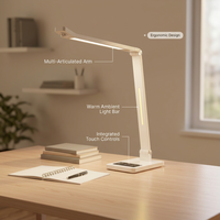 Lampe de bureau électrique ABS contemporaine et simple avec veilleuse, double gradation flexible, lampe de lecture de table DC moderne pour chambres