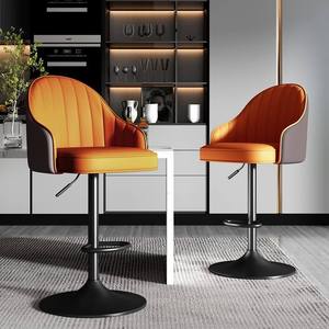 Chaise de bar moderne à hauteur réglable, tabouret pivotant rembourré en cuir PU capitonné pour bar à domicile, hôtel, salle à manger - Product Image 4