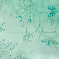 Tissu en maille florale 3D en polyester 100 % avec broderie de sequins scintillants, vente en gros d'usine