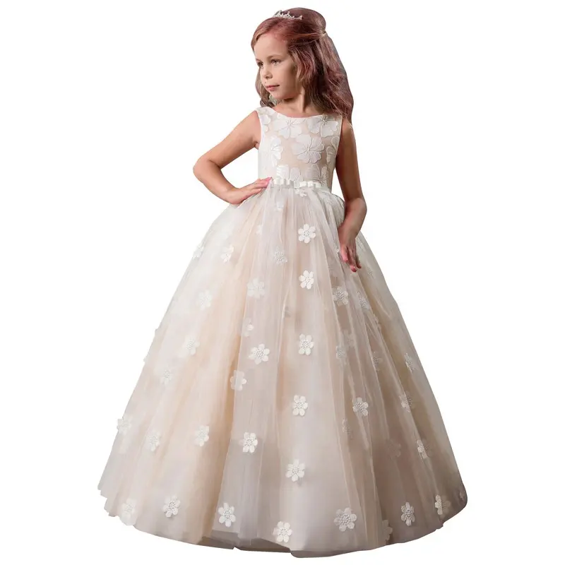 Wholesale Kids Wedding Event Ball Gown Fancy Princess Frocks Beautiful Girl Birthday Party Dress