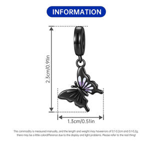 white <b>copper</b> gradient epoxy black butterfly pendant, original niche DIY <b>bracelet</b>, jewelry, accessory, pendant for women - Product Image 2