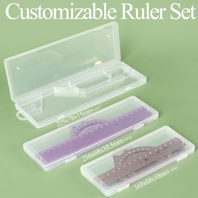 YUZMEI Bulk Rulers Geometric Compass Set Classmate Geometry Compass Box Math Geometry Tool Kids Ruler Set with Plastic Box