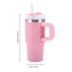 Gobelets isothermes en acier inoxydable pour enfants de 14 oz avec logo personnalisé, pour voiture, activités sportives en extérieur, voyage, cadeau, avec poignée et paille - Product Image 2