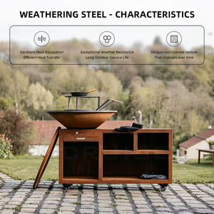 Juego de Barbacoa CRUISE de Acero Corten/Barbacoa de Carbón para Exteriores, Brasero Metálico WS-TB-800 con Kit de Cubo para Cenizas y Recolector de Cenizas Extraíble - Product Image 2