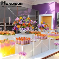 Ensembles de cubes d'affichage en acrylique personnalisés pour banquet de mariage Huadison, supports de buffet de traiteur en acrylique blanc pour présentoir alimentaire