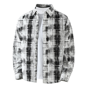 Chemise à <span class=keywords><strong>carreaux</strong></span> pour <span class=keywords><strong>homme</strong></span> 100% coton à manches longues Chemise décontractée respirante Coupe ample Blouse pour streetwear Vente en gros/OEM acceptée - Product Image 2