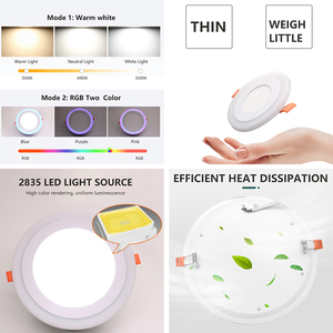 Thương mại chiếu sáng trong nhà màu sắc đôi 3 + 3W 6 + 3W 12 + 4W 18 + 6W SMD Vòng RGB Slim Trần LED bảng điều chỉnh ánh sáng - Product Image 2