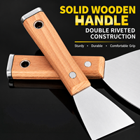 Spatule à lame large de 5 pouces en acier inoxydable avec manche en bois, grattoir à peinture, outil manuel pour le lissage des murs et le plâtrage