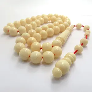 Arab Saudi Resin populer rosario gading 10mm bulat 45 buah manik doa Islam Tesbih sibha tasbih rosario Muslim dengan rumbai