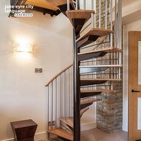 Escalier rotatif en bois massif pour intérieur, à poutres droites ou inclinées, personnalisable, pour loft, duplex, villa, mezzanine, grenier, entrée