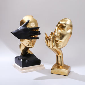 Silenzio eco-friendly oro in resina astratta artigianato Creative Art Deco ornamenti per soggiorno ufficio Desktop casa all'ingrosso - Product Image 6