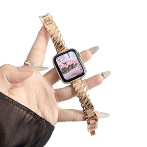 สายนาฬิกาข้อมือโลหะสแตนเลสสตีลสุดหรูสำหรับ Apple Watch สายนาฬิกา Acero Inoxidable ดีไซน์สวยงาม ชุบทอง ขนาด 45 มม. 49 มม. - Product Image 1