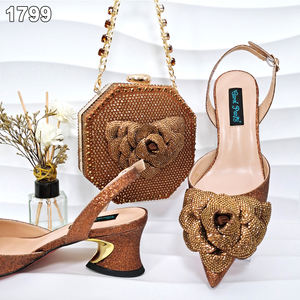 Bestway Rose Or Dames Chaussures Avec Des Pierres Fleur Italienne Chaussures et Sacs Ensembles Mode pour Assorti Femmes - Product Image 3