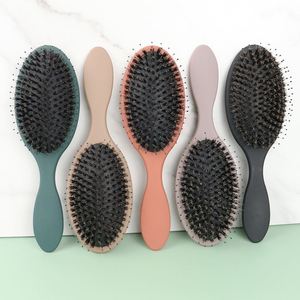 Hair Care Styling Brush Massager with Paddle Vent /Dry Detangling Soft <b>Cushion</b> Boar Bristle Salon Use - Product Image 2