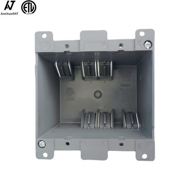 2-Gang Gray Non-Metallic PVC Electrical Switch/Outlet Box 26 Cu.In ETL Listed Wall Cable Box with Ears Plastic Material