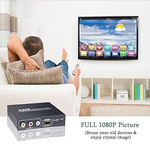 Détartreur automatique 1080P pour <span class=keywords><strong>HDMI</strong></span> vers <span class=keywords><strong>HDMI</strong></span> <span class=keywords><strong>AV</strong></span> RCA CVBS Composite <span class=keywords><strong>Out</strong></span> Video Audio Converter Adapter Metal Material PAL NTSC Zoom in - Product Image 4