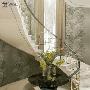 Marble natural stone <strong>stairs</strong> indoor modern fantastic spiral beige <strong>bifurcated</strong> spiral <strong>stair</strong> case Trevi - Product Image 2