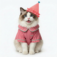 Jaypet Luxuriöser Gestreifter Halloween-Katzenpyjama mit Mütze Niedliche Weiche Baumwoll-Katzenkleidung für Kleine und Mittelgroße Katzen
