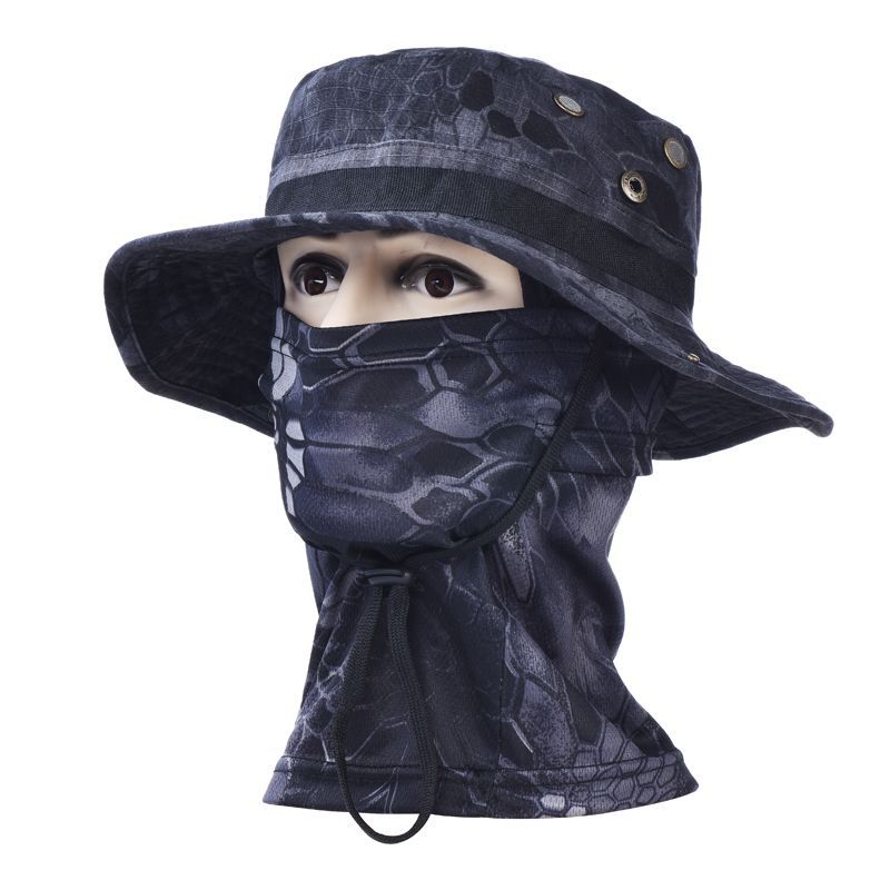 Ensemble de python noir [chapeau à bord rond + couvre-tête]