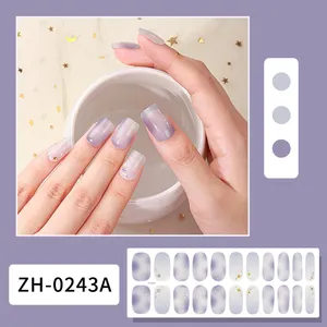 2023 Neuer Gel-Nagel aufkleber mit UV-Gel-Nagel verpackungen Gelstreifen-Nagel aufkleber Semi Cured Wholesale