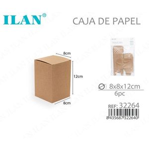 Scatola in Carta Kraft ILAN 8x8x12cm Pieghevole Confezione da 6 Pezzi - Product Image 3