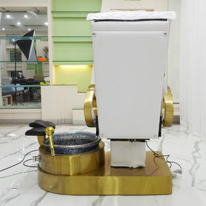 Luxuriöser Metall-Fußmassagestuhl mit Vergoldeter Basis, Drehbaren Armlehnen und Anpassbarer Farbe - Product Image 4