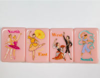 Set Mahjong Akrilik Amerika Motif Nutcracker Ballet Warna Pink Pastel yang Lucu, 160 Ubin Cetak Pola Bunga, Ubin Mahjong Akrilik AS
