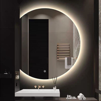 Miroir de maquillage LED minimaliste personnalisé pour salle de bain, vente en gros, lavabo semi-circulaire, miroir lumineux pour la maison, décoration d'hôtel