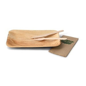 Bandejas rectangulares planas de hoja de palma de 25x15 cm para sándwiches, ideales para cafeterías y panaderías en el día a día. - Product Image 1