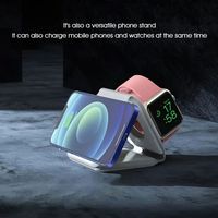 Pengisi daya nirkabel magnetik Iwatch, 15W Logo kustom lipat 3 in 1 untuk Iwatch untuk Airpods dan iPhone