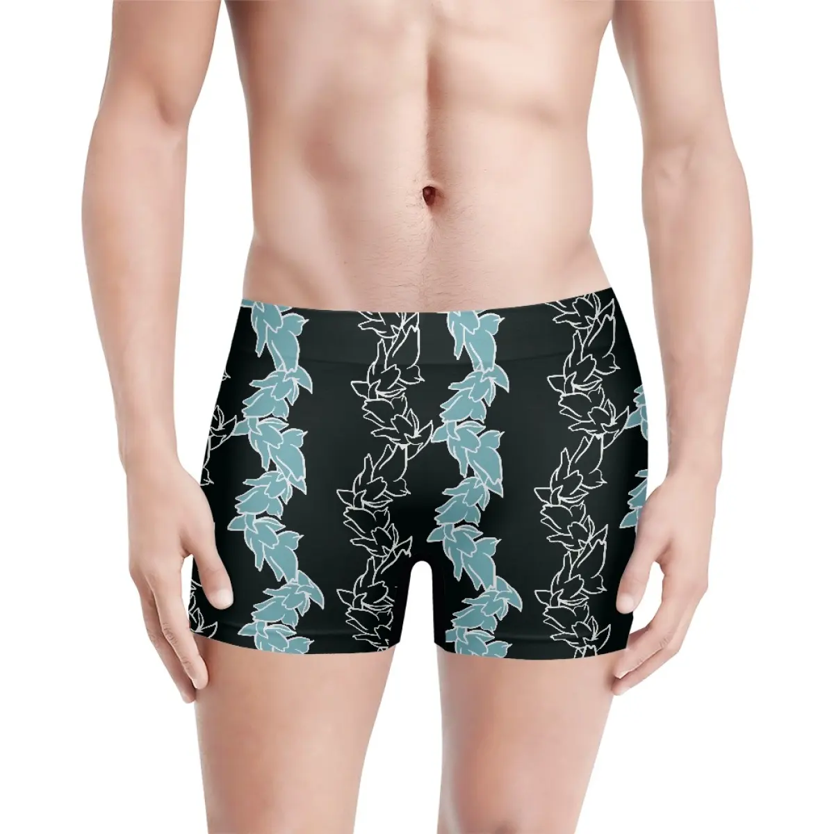 Print On Demand Custom Factory Wholesale Men's Boxer Briefs Puakenikeni Flower Lei Pattern Underwear