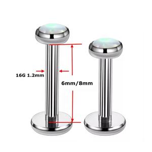 Anneaux de <span class=keywords><strong>piercing</strong></span> labret en titane G23 à filetage interne avec opale pour cartilage d'oreille/tragus/lèvre/nez - Bijoux cadeau de mariage - Product Image 4