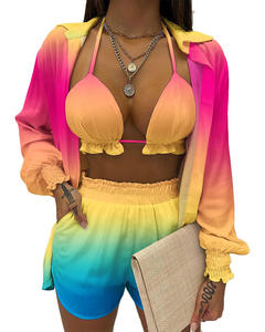 Chemise à manches lanterne et ensembles de shorts de conception de poche avec ourlet à volants haut court short et haut pour <span class=keywords><strong>femme</strong></span> tenues sexy pour costume de <span class=keywords><strong>femme</strong></span> - Product Image 6