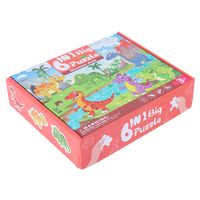 Vente chaude illumination jouets d'apprentissage éducatifs Six en un puzzle dessin animé dinosaure image jouet en bois jeu pour enfants garçons filles