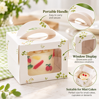 Kotak Kue Kardus Ivory Grosir Dengan Motif Bunga yang Indah dan Pegangan Portabel Untuk Set Hadiah Patisserie