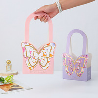 Boîte à fleurs créative, boîte à bouquet, emballage pour la fête des mères, décoration pour maman, boîte cadeau, sac papillon rose