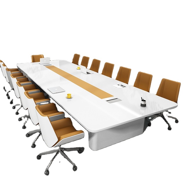 Modern Modular MDF Conference Table Wire Management Charging Station Eco Friendly Meeting Table Training Center Contemporary