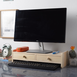 Multifunctional Computer <b>Stand</b> 50.3cmx19.5cmx13cm Pine Wood <b>Desktop</b> Storage Rack For Laptops Office Use - Product Image 4