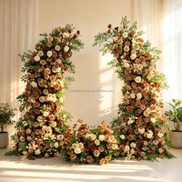 Composition florale en soie pour arche de mariage, décoration de fête et de mariage, avec fleurs bordeaux et vertes en forme de corne