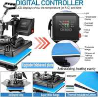 Mesin Press Panas Combo 5 IN 1 Ukuran 12x15 Inch, Mesin Transfer Panas Digital 360 Swing Away untuk DIY Kaos, Mug, Topi, Piring