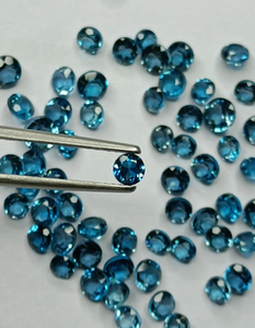 Topacio Azul Londres Natural de Calidad AAA, Corte Radiante, Facetado, Redondo, 5x5, Gema Suelta para Fabricación de Joyería, Marca SGM, 0.6ct - Product Image 3